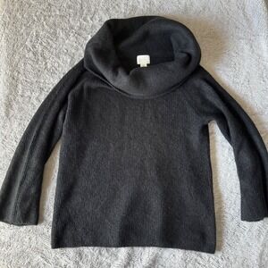 H&M Black Cowl Neck Ribbed Sweater Cozy Oversized Minimalist Chic M